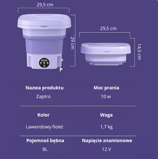 Zaptroᵀᴹ - Składana Mini Pralka Turystyczna